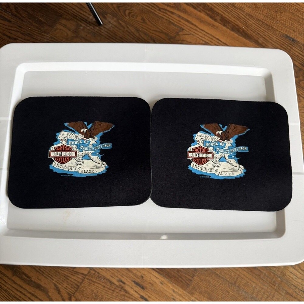 Vintage Harley Davidson Motorcycles Bear And Eagle Computer Mouse Pads Rare